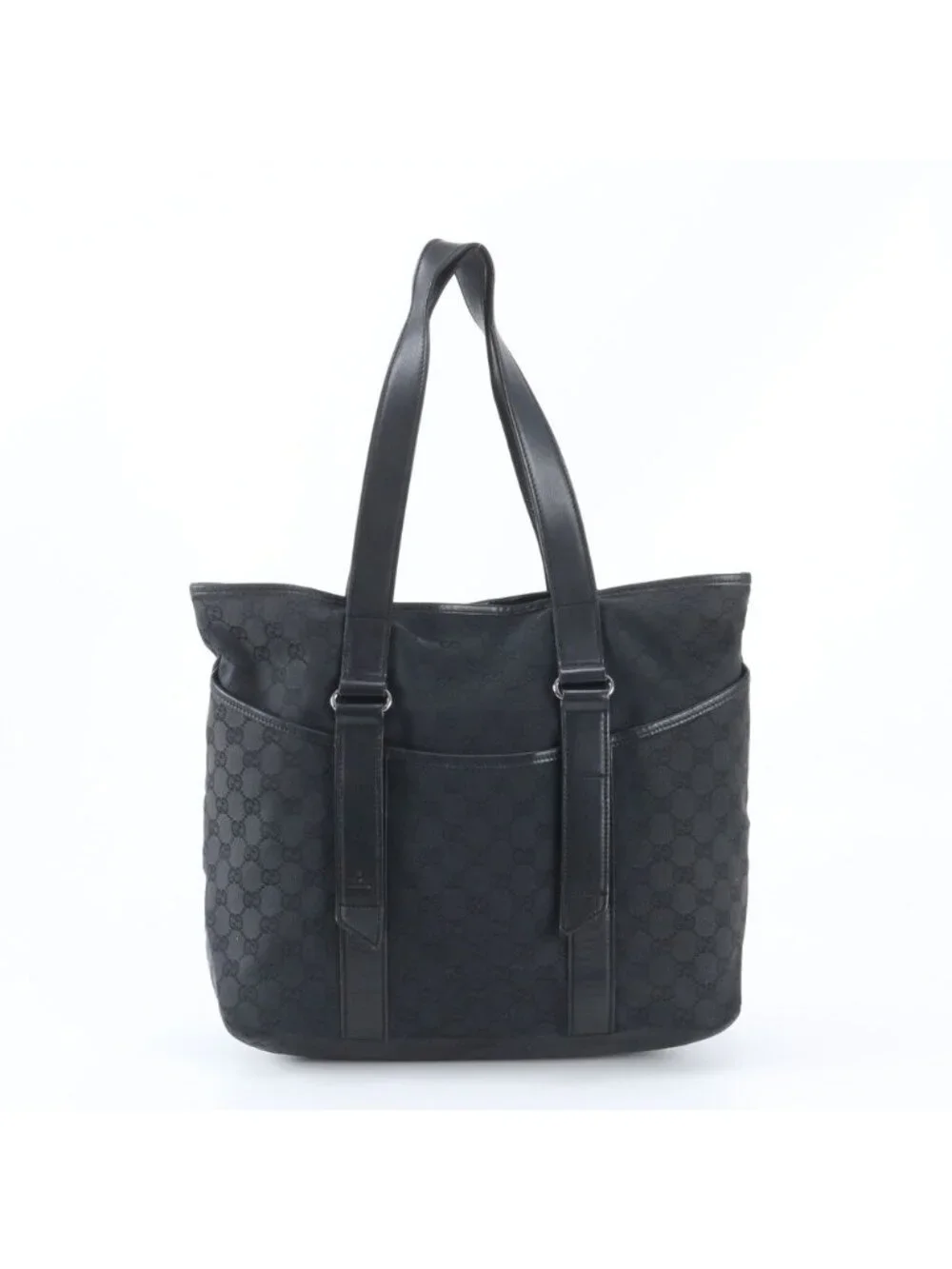 Gucci GG Canvas Leather Tote Shoulder Business Document Black
